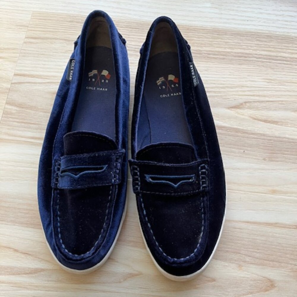Cole Haan Crushed Velvet Penny Loafer with Rubber Sole